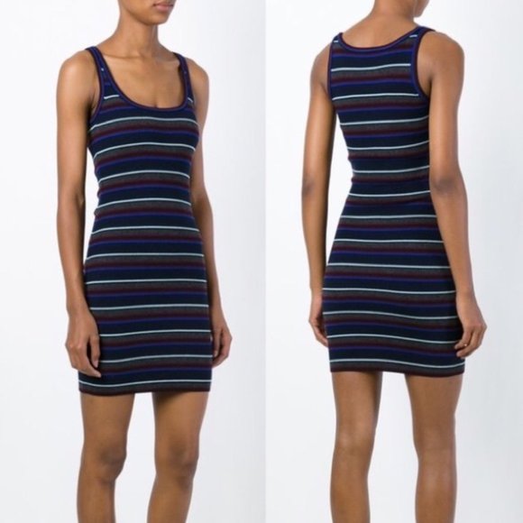 T by Alexander Wang Striped Knit Tank Designer Dress - Picture 1 of 6